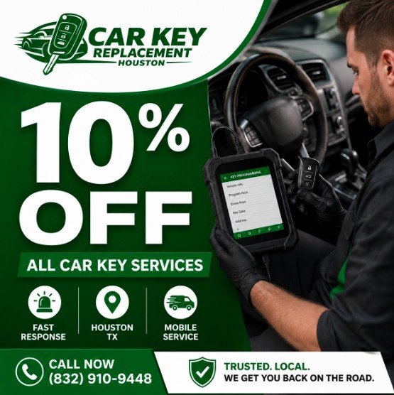 Ten percent off any car key service in Houston